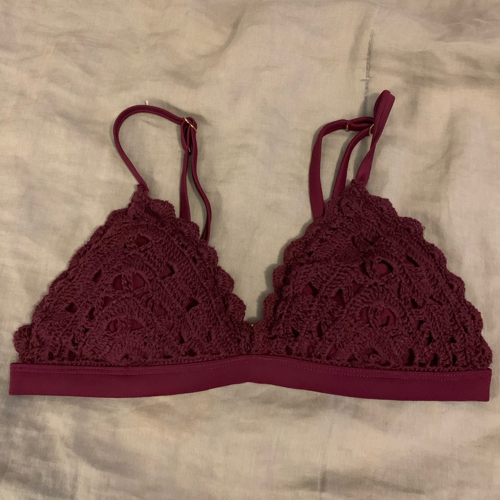 Plum Crochet Bikini Top